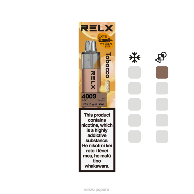 RELX MagicGo 4000 vaporizadores desechables | 462NH2 ‎RELX Perú tabaco (oro)